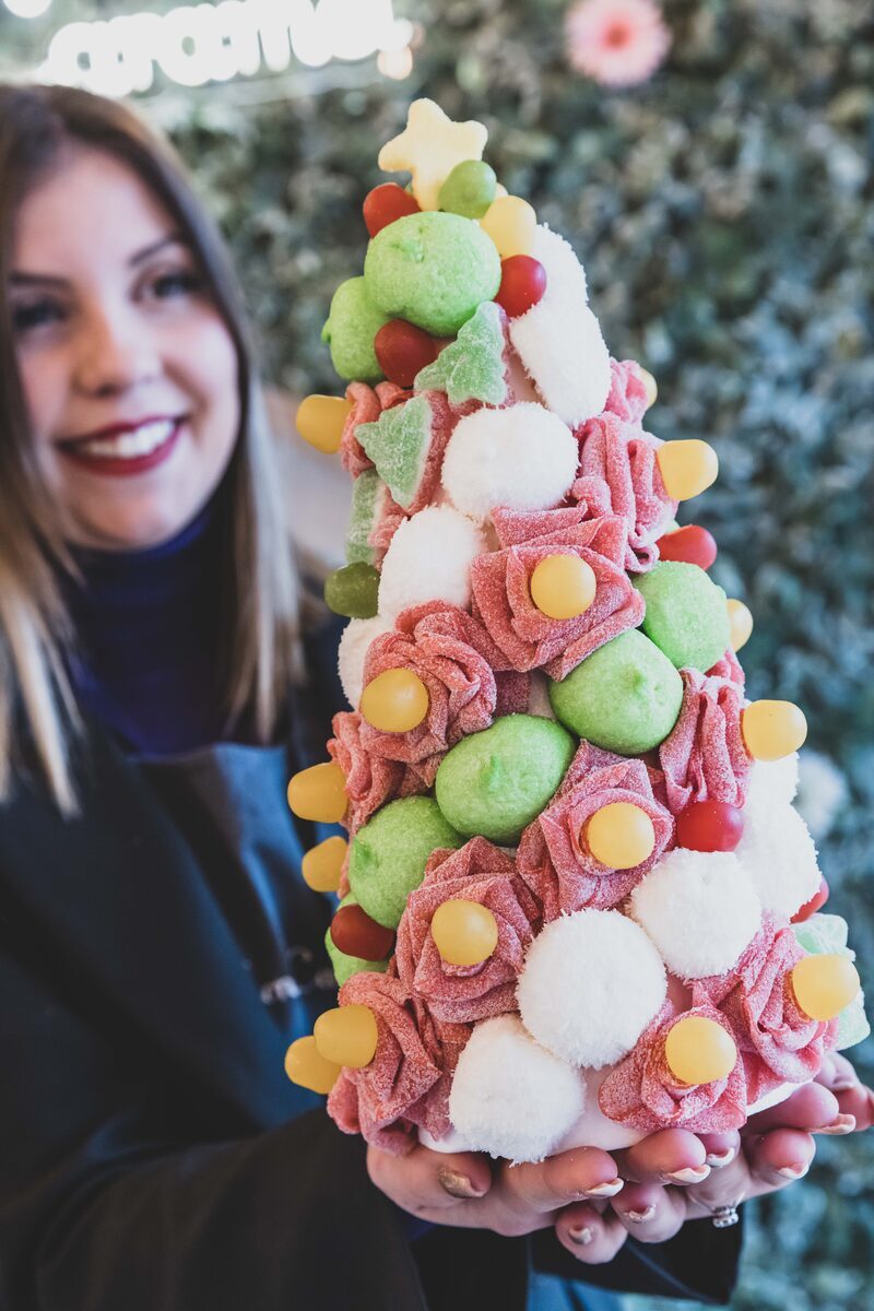 Création artisanale Bonbon Caramel — sapin en chiques réalisé à la main